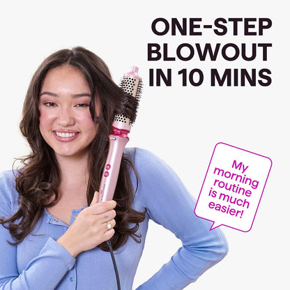 Set de cepillo térmico iónico Wavytalk Heatwave Pro, cepillo redondo caliente de 3 tamaños para cabello corto a largo, iones negativos bilaterales para un peinado sin encrespamiento y brillante, rosa