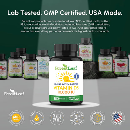 ForestLeaf Vitamina D3 10,000 UI | VIT D - VIT D3 Vitamina D Suplem...