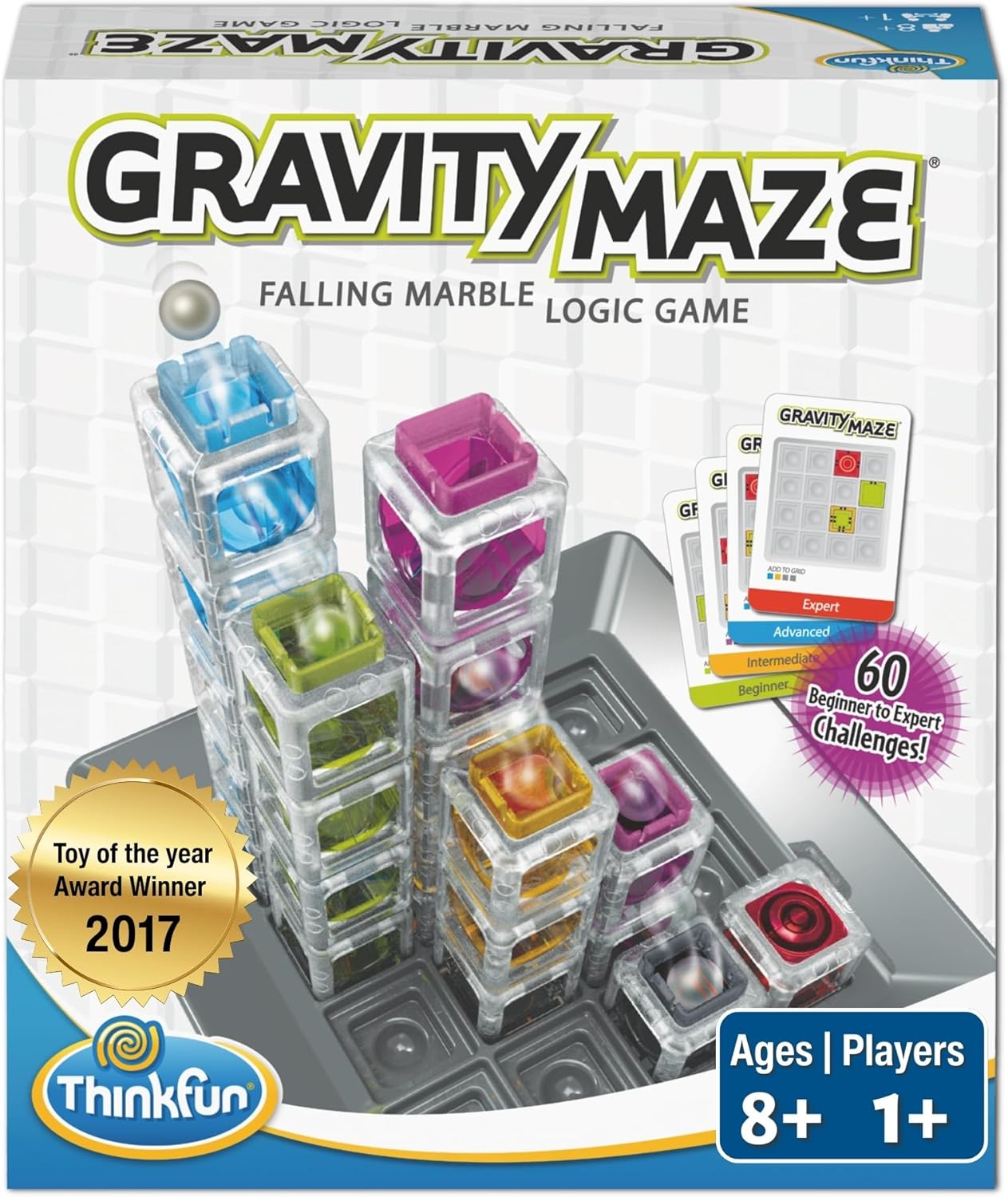 ThinkFun Gravity Maze - Juego de lógica con mármoles que caen - Juguete STEM desafiante para niños de 8 a 12 años - Laberinto de mármoles por gravedad - Diversión para desarrollar el cerebro - Regalo