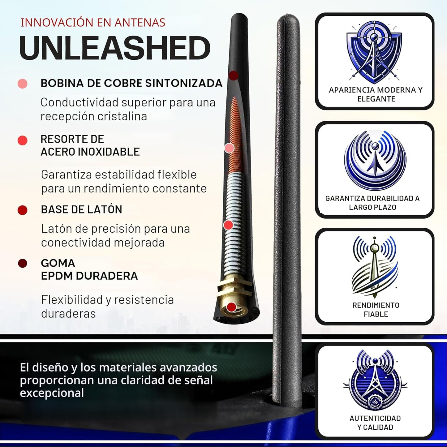 AntennaMastsRus Antena de Goma Corta se Ajusta a Chevrolet Silverado 1500 (2006-2026), La Original de 6 3/4 Pulgadas, A Prueba de Lavado de Automóvil, Goma EPDM Duradera, Bobina de Cobre Interna para