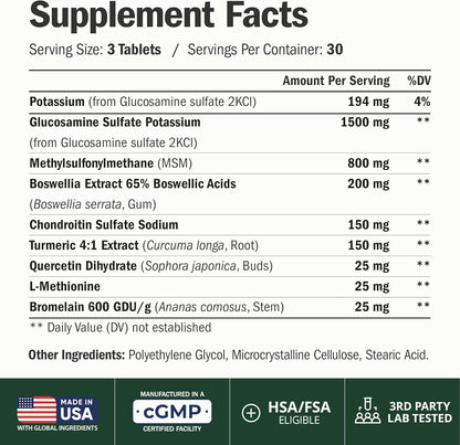 Glucosamina Condroitina MSM - Suplemento de apoyo articular para mu...
