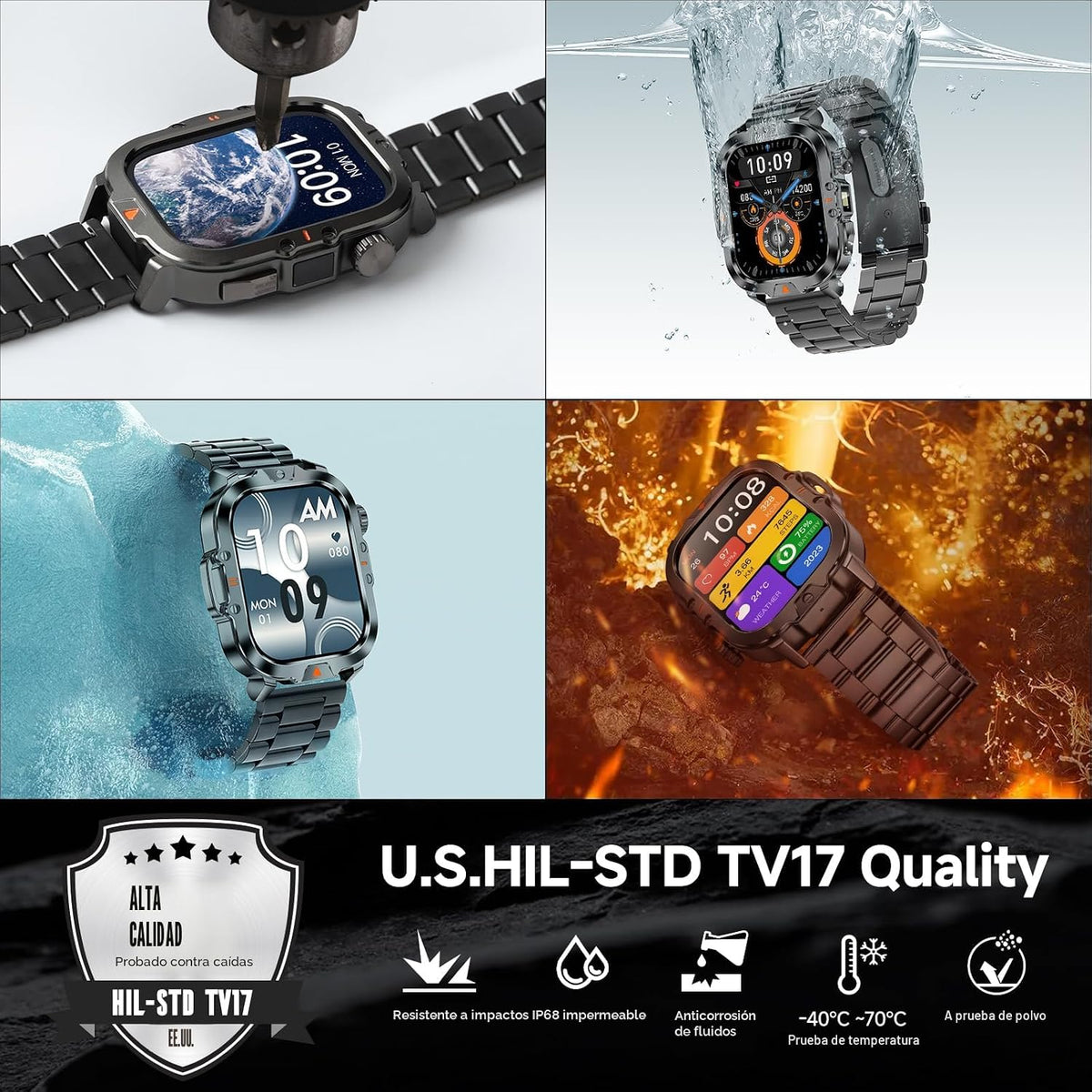 BRUBOSES Reloj inteligente para hombre, respuesta militar, con pant...
