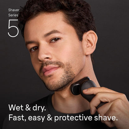Braun Maquinilla de afeitar eléctrica para hombres Serie 5, afeitadora eléctrica, recortadora de precisión, cabezal de afeitadora adicional, centro de limpieza y carga 4 en 1, S5 5165ps