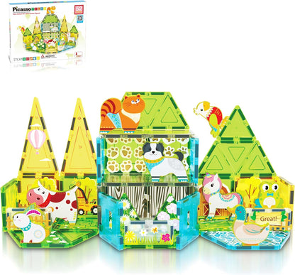 PicassoTiles Juego de Construcción de Azulejos Magnéticos de Animal...