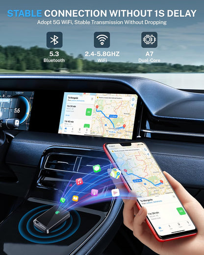 Jemluse Adaptador CarPlay inalámbrico para Apple iPhone: conexión f...