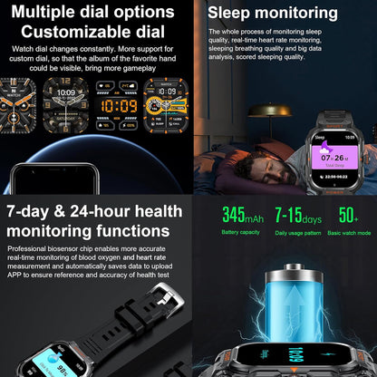 UYRGT Reloj inteligente militar con auriculares para hombres y muje...