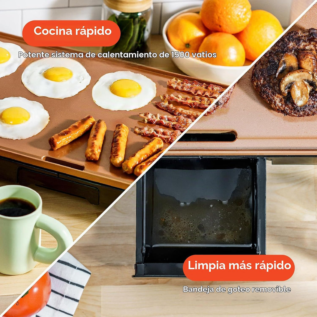 bella Plancha eléctrica XL de titanio de cerámica, haz 15 huevos a...