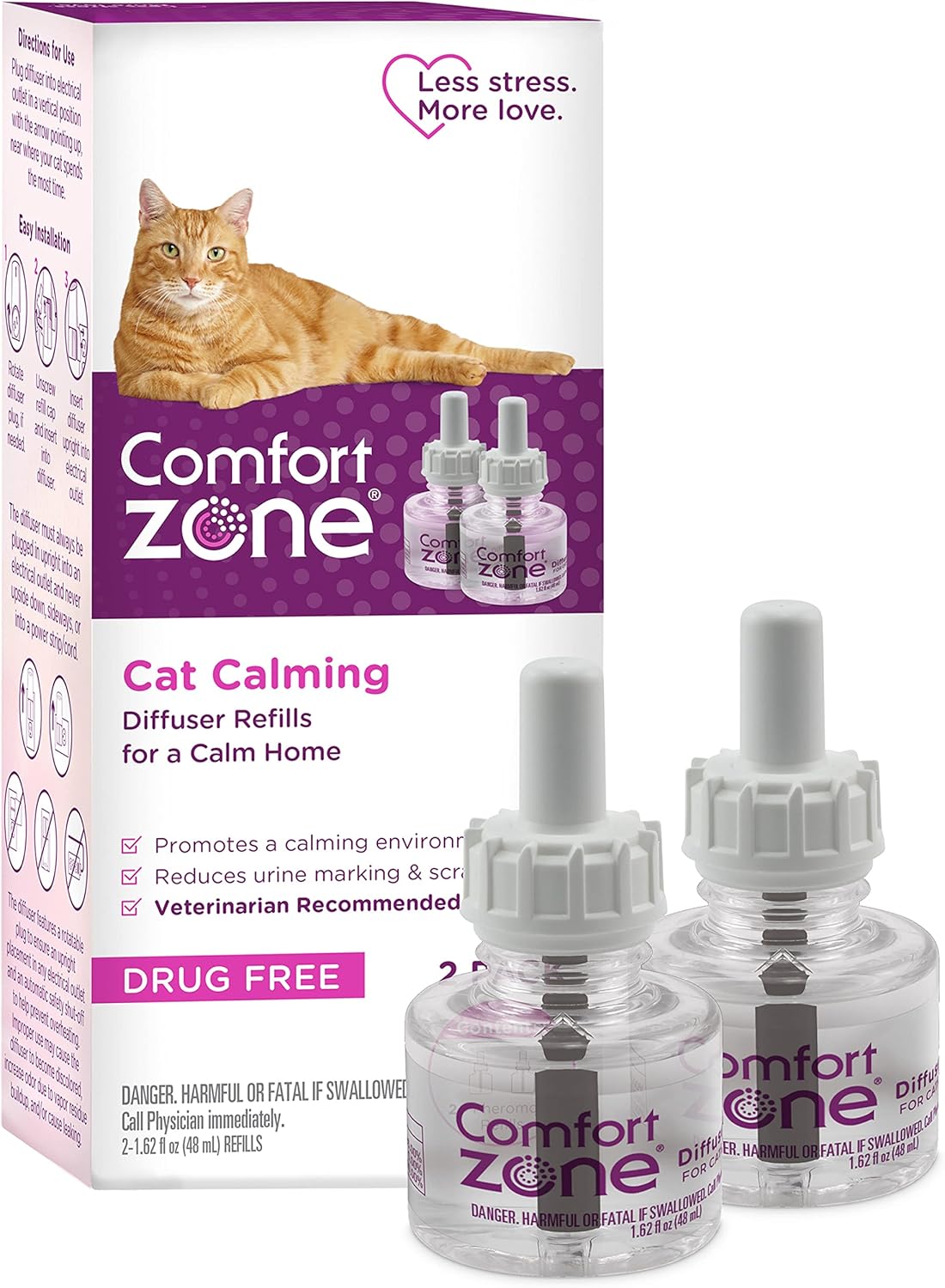 COMFORT ZONE Recambio de difusor calmante para gatos, paquete de 2...