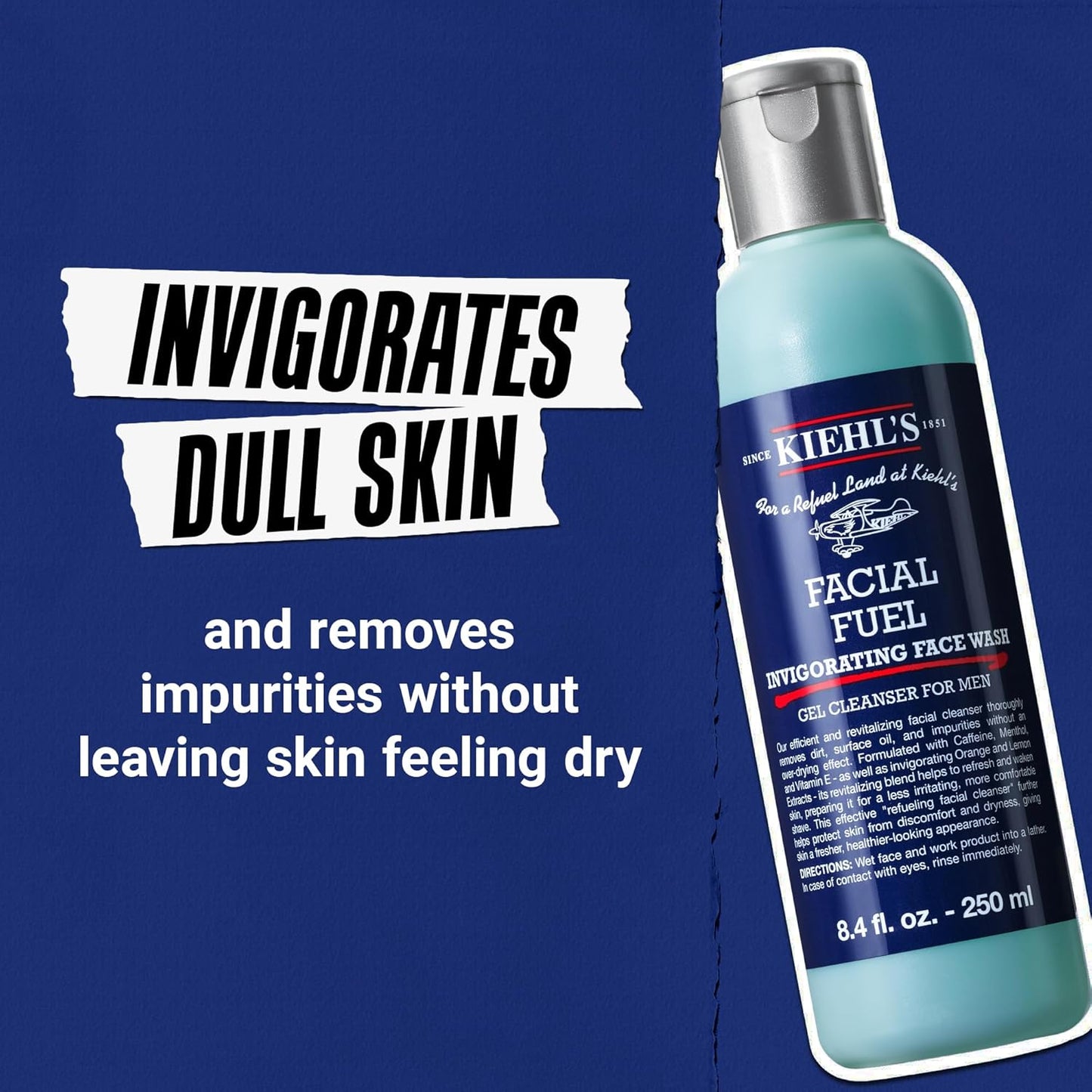 Kiehl's Limpiador facial Facial Fuel, gel refrescante y vigoriz...