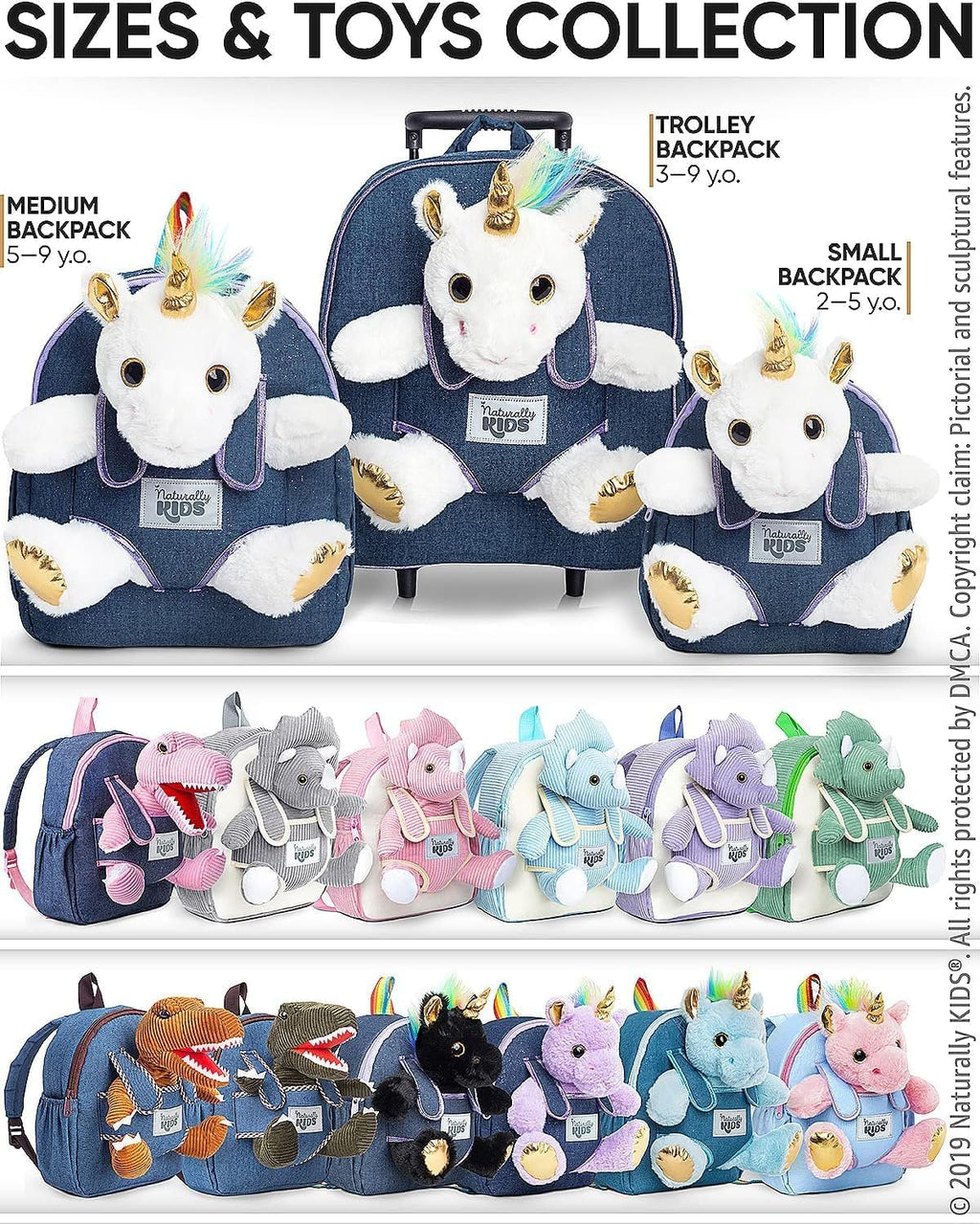 Mochila para niños pequeños Naturally KIDS con. Peluche Unicornio B...