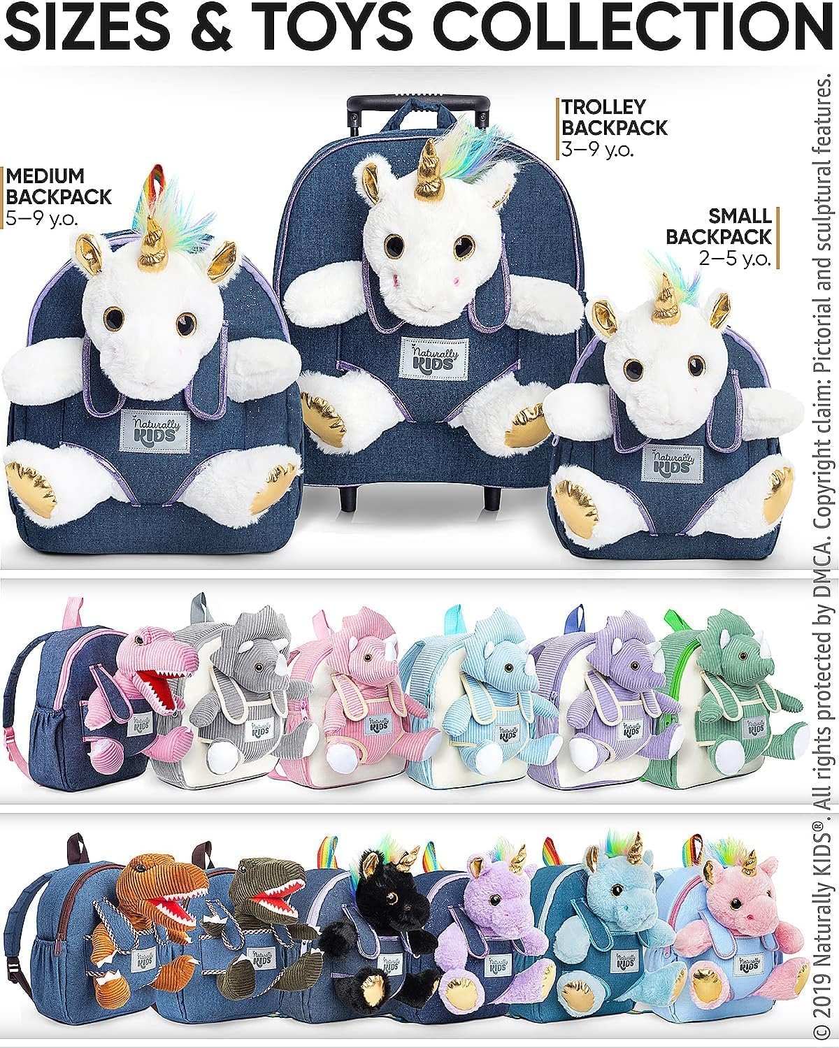 Mochila para niños pequeños Naturally KIDS con. Peluche Unicornio B...