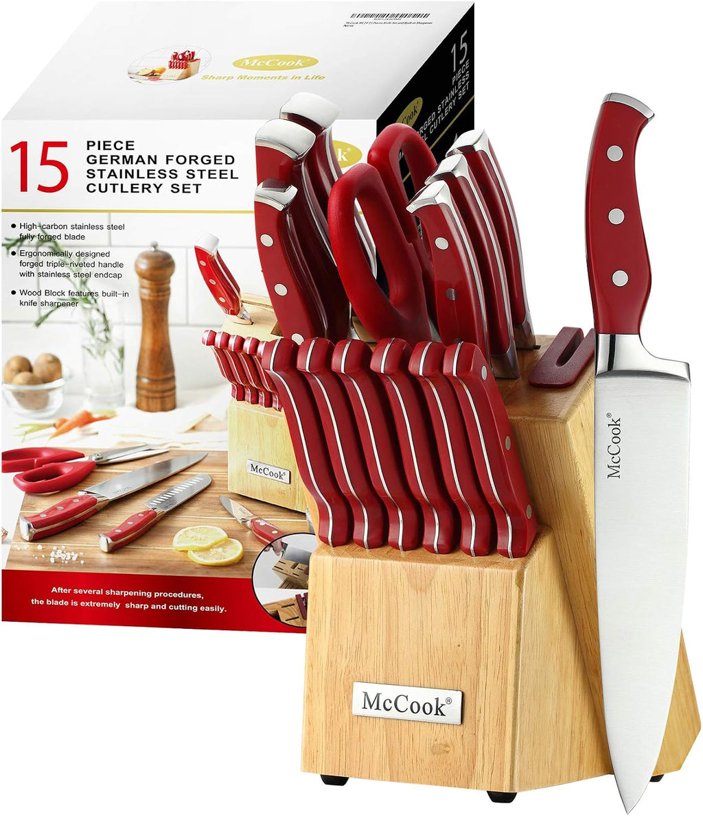 McCook® Juego de cuchillos de cocina de acero inoxidable con bloque...
