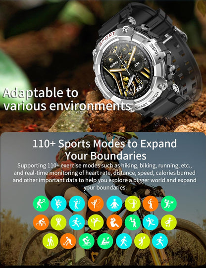 ATEVIX Reloj inteligente militar con auriculares, reloj inteligente...