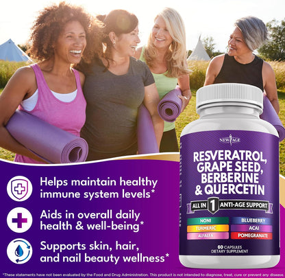 NEW AGE Resveratrol, berberina, extracto de semilla de uva, quercet...