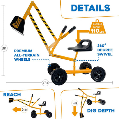 Stargo Excavadora de Juguete para Niños Cavadora de Arena con Rueda...