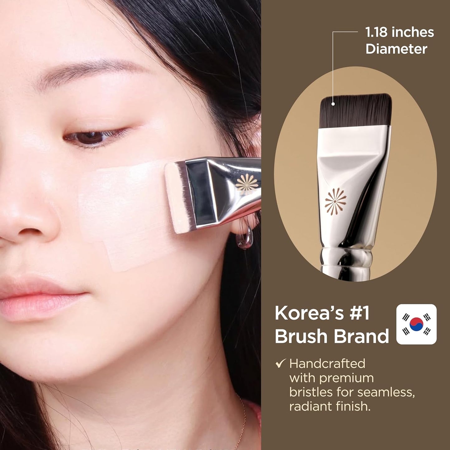Piccasso FB11 - Juego de brochas de base de maquillaje – FB11 espátula para base de maquillaje y esponjas de maquillaje redondas de látex 6P, cobertura sin costuras, acabado húmedo y mate