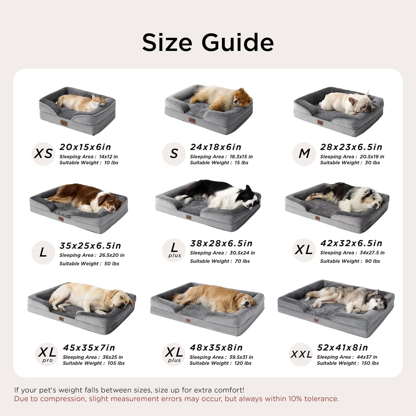 Bedsure Camas Ortopédicas para Perros Tamaño Grande - Cama Lavable...