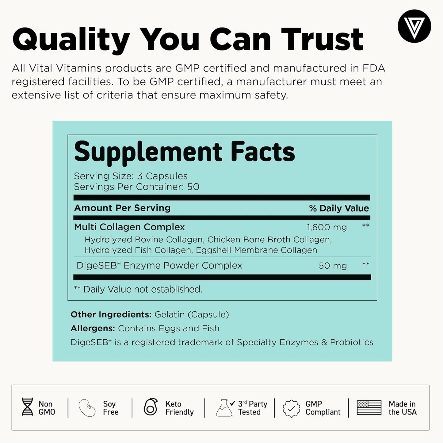 Vital Vitamins Multi Colágeno para Mujeres y Hombres - Tipo I, II,...