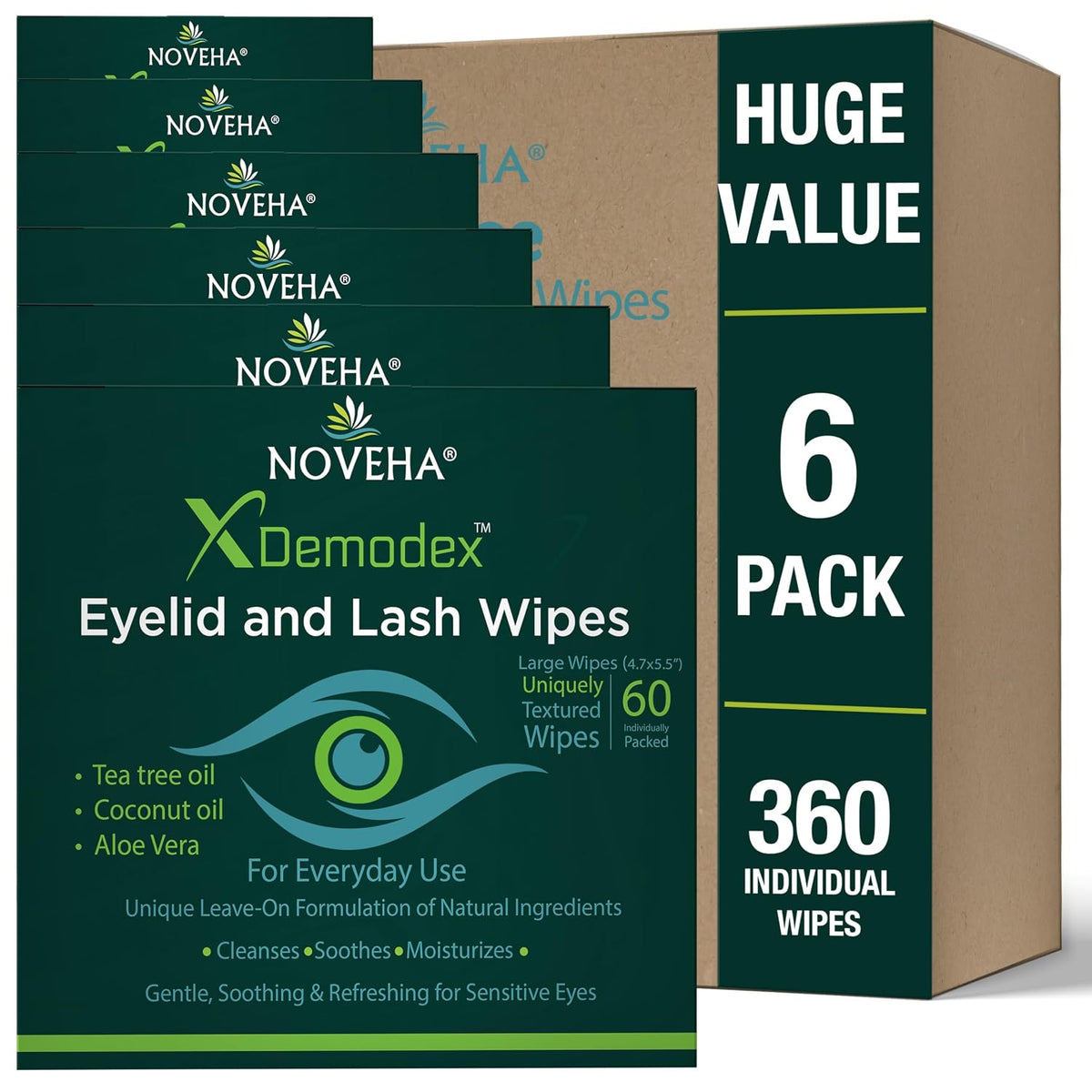 NOVEHA 360 unidades Toallitas para párpados y pestañas Demodex | Ca...