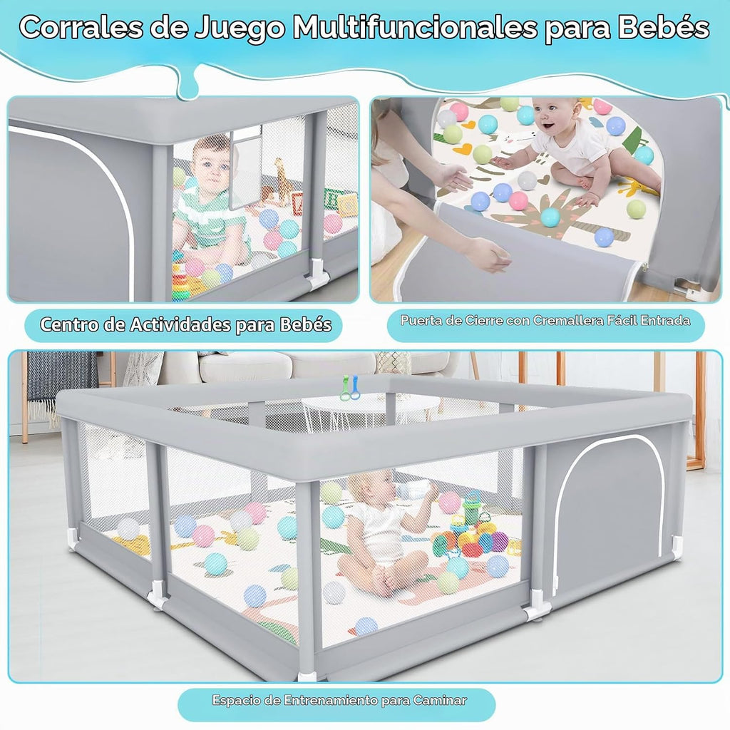 Fshibila Corralito para bebés de 50 x 50 pulgadas con paspartú, cor...
