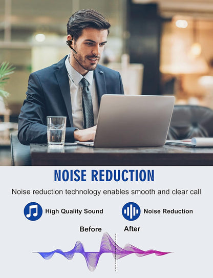 Auriculares Bluetooth V5.1, Auriculares Inalámbricos con Caja de Carga y Visualización de Batería, Auriculares Bluetooth con Micrófono con Cancelación de Ruido para Conducir, Oficina