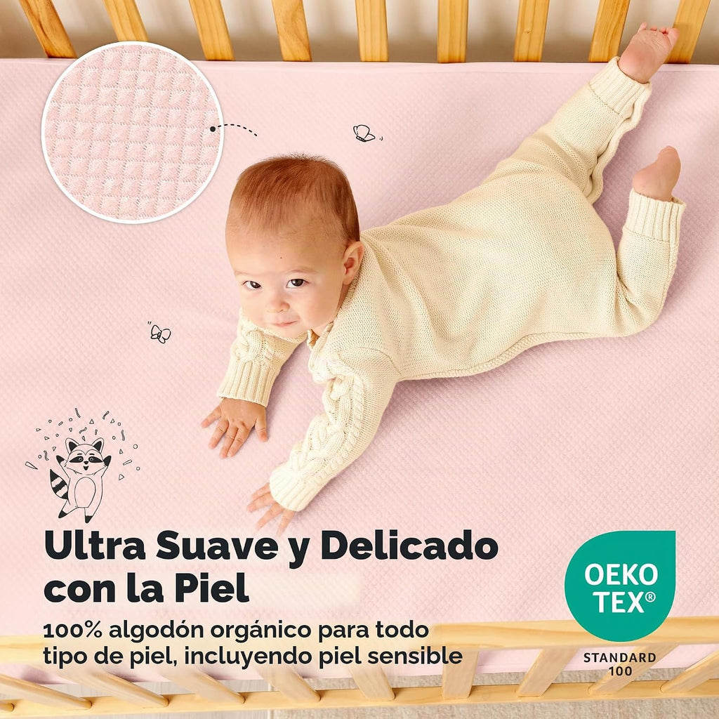 2 paquetes de protector de colchón ajustado impermeable para cuna -...