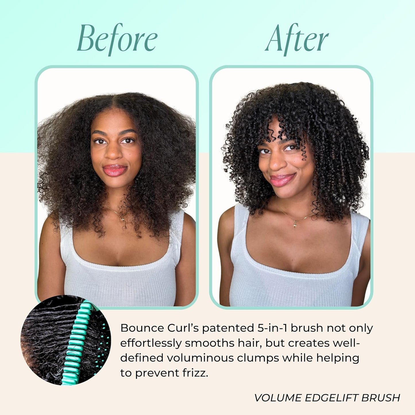 Cepillo de volumen EdgeLift de Bounce Curl, herramienta 5-en-1 para ondas voluminosas, rizos y espirales - Azul verdoso