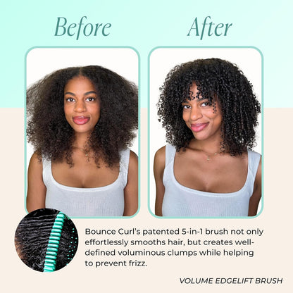 Cepillo de volumen EdgeLift de Bounce Curl, herramienta 5-en-1 para ondas voluminosas, rizos y espirales - Azul verdoso