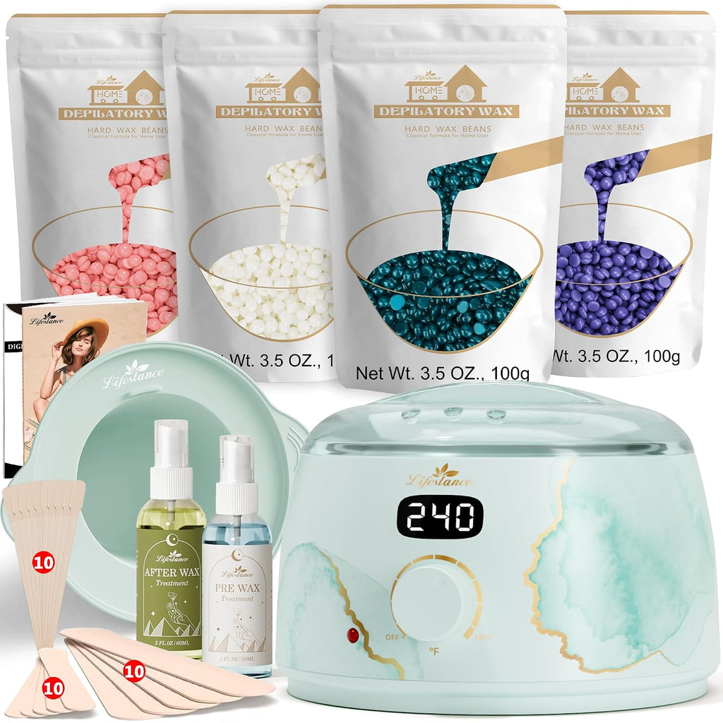 Lifestance Kit de depilación para mujeres y hombres - Calentador di...