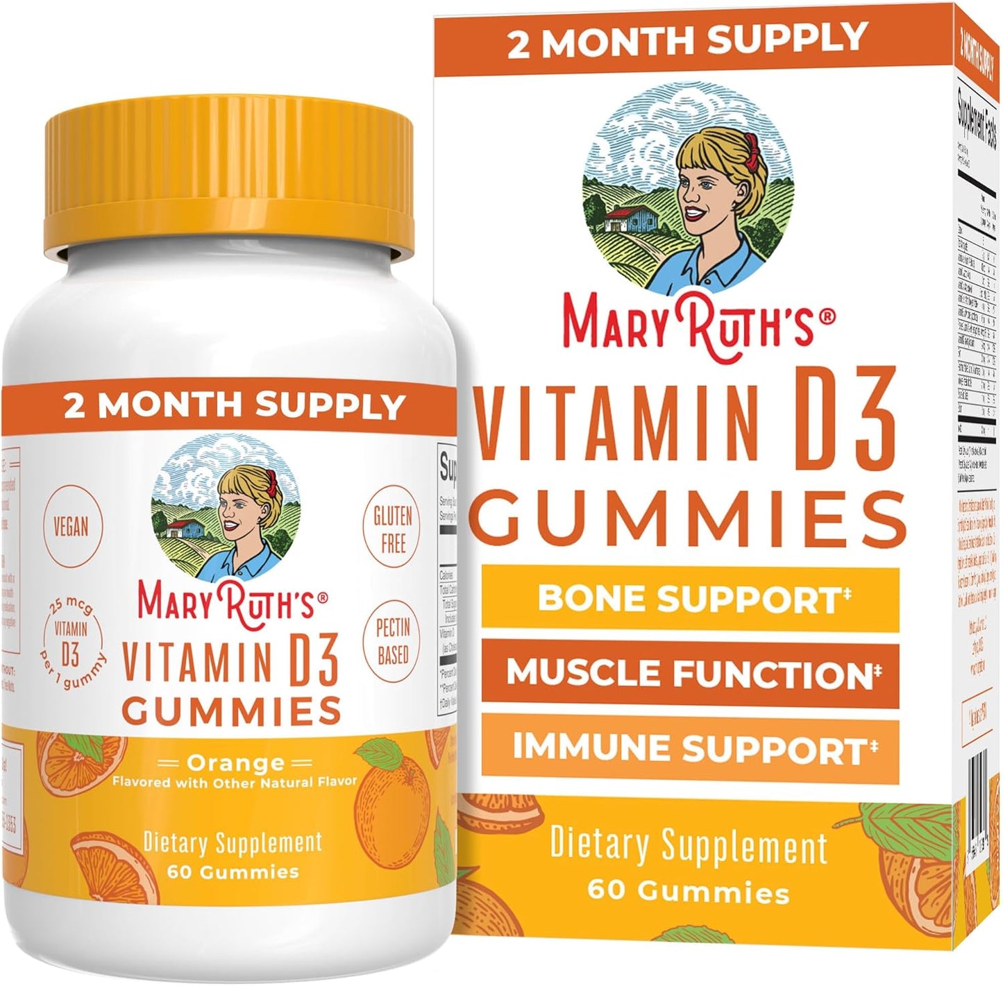 Gomitas de vitamina D3 de MaryRuth Organics | Suministro para 2 mes...