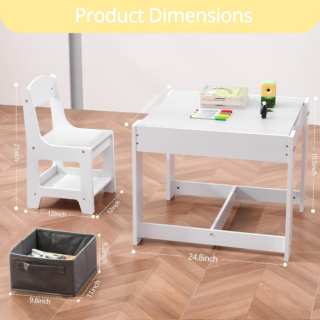 Pterying Juego de mesa y silla de madera para niños, escritorio de...