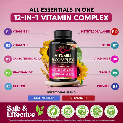 Complejo de vitamina B para hombres y mujeres - Hecho en Estados Un...