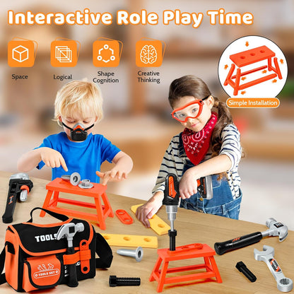 Juego de herramientas para niños, 49 piezas, bolsa de herramientas...
