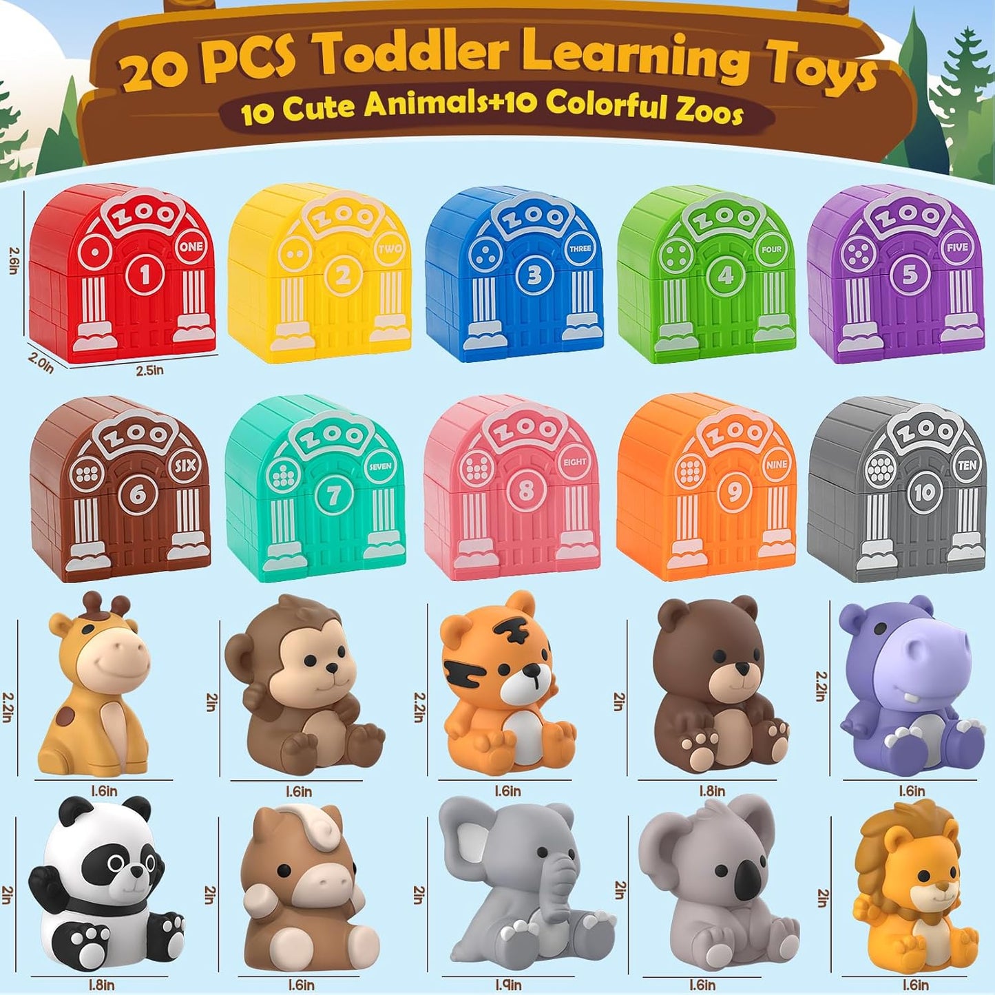 Juguetes de aprendizaje para niños pequeños de 1, 2, 3 años, 20 pie...