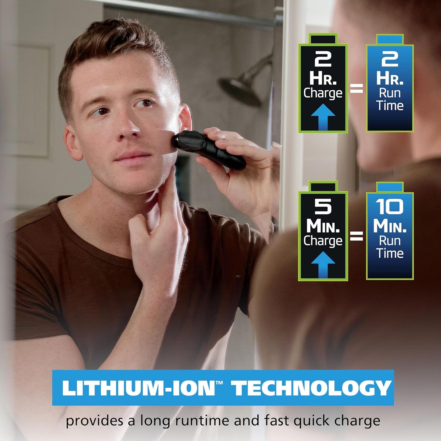 Wahl Kit compacto de afeitadora de iones de litio recargable con láminas higiénicas enjuagables y barra cortadora con láminas flexibles dobles que se mueven con los contornos de tu cara - 7065