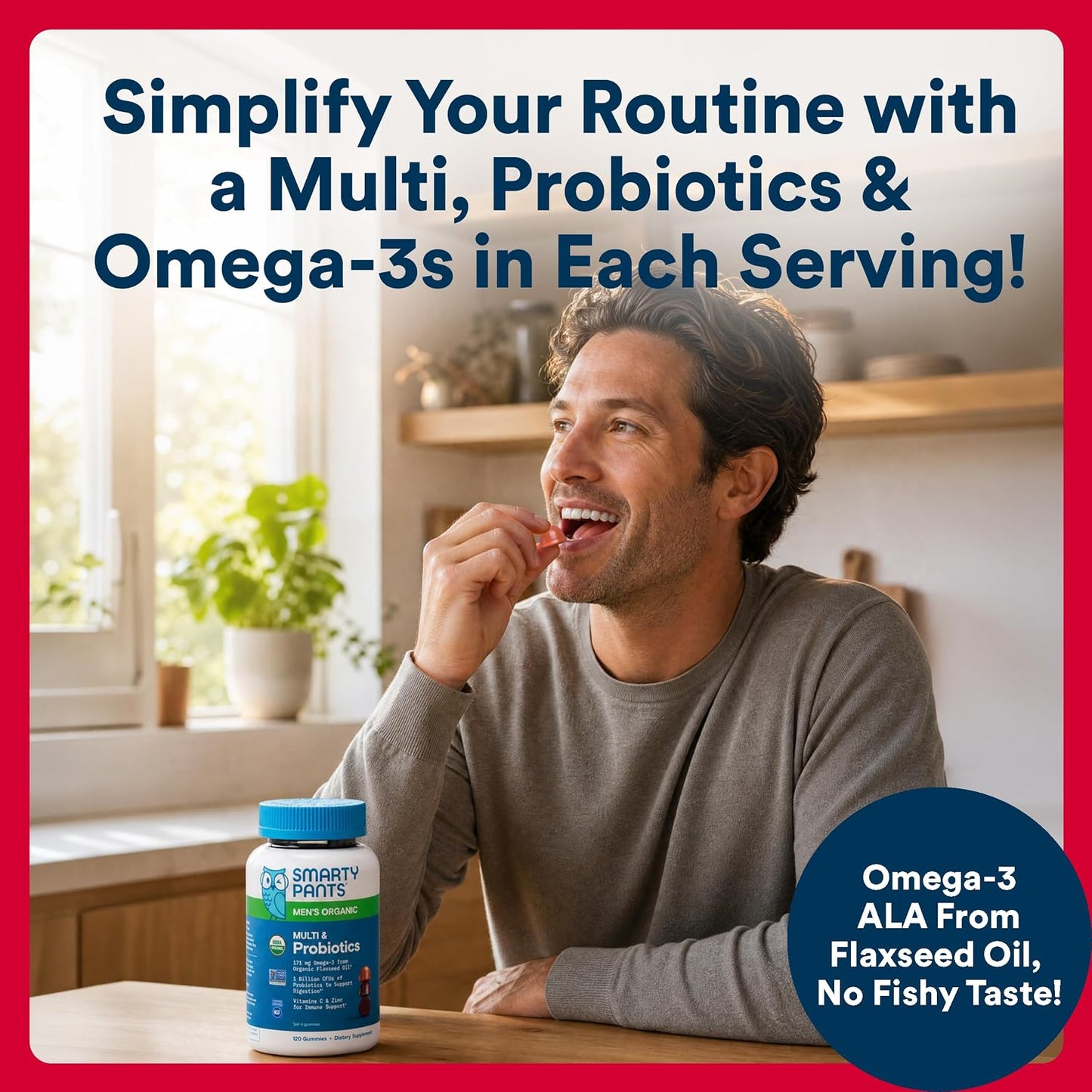 SmartyPants Multivitamínico para hombres, gomitas orgánicas: probió...