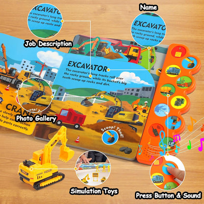 iGRATENS Juguetes de Construcción con Libros de Sonido - ¡Excava! ¡...