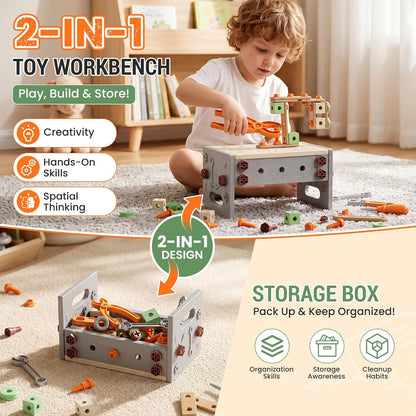 CUTE STONE Juego de 200 herramientas para niños con taladro de jugu...