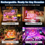 Tablero de notas LED Doodle Glow recargable de 16 pulgadas, 7 modos...
