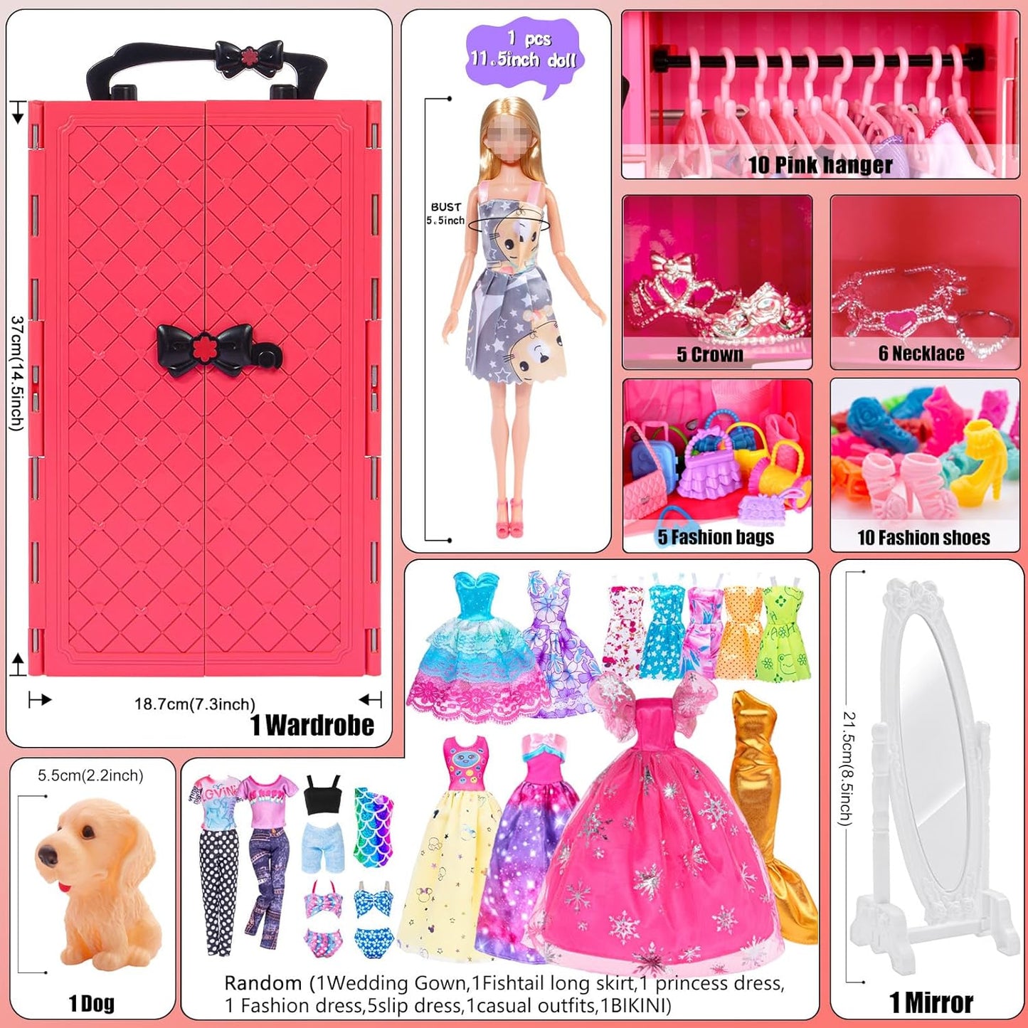 iBayda Muñeca de moda de 11.5 pulgadas con accesorios de ropa de ar...