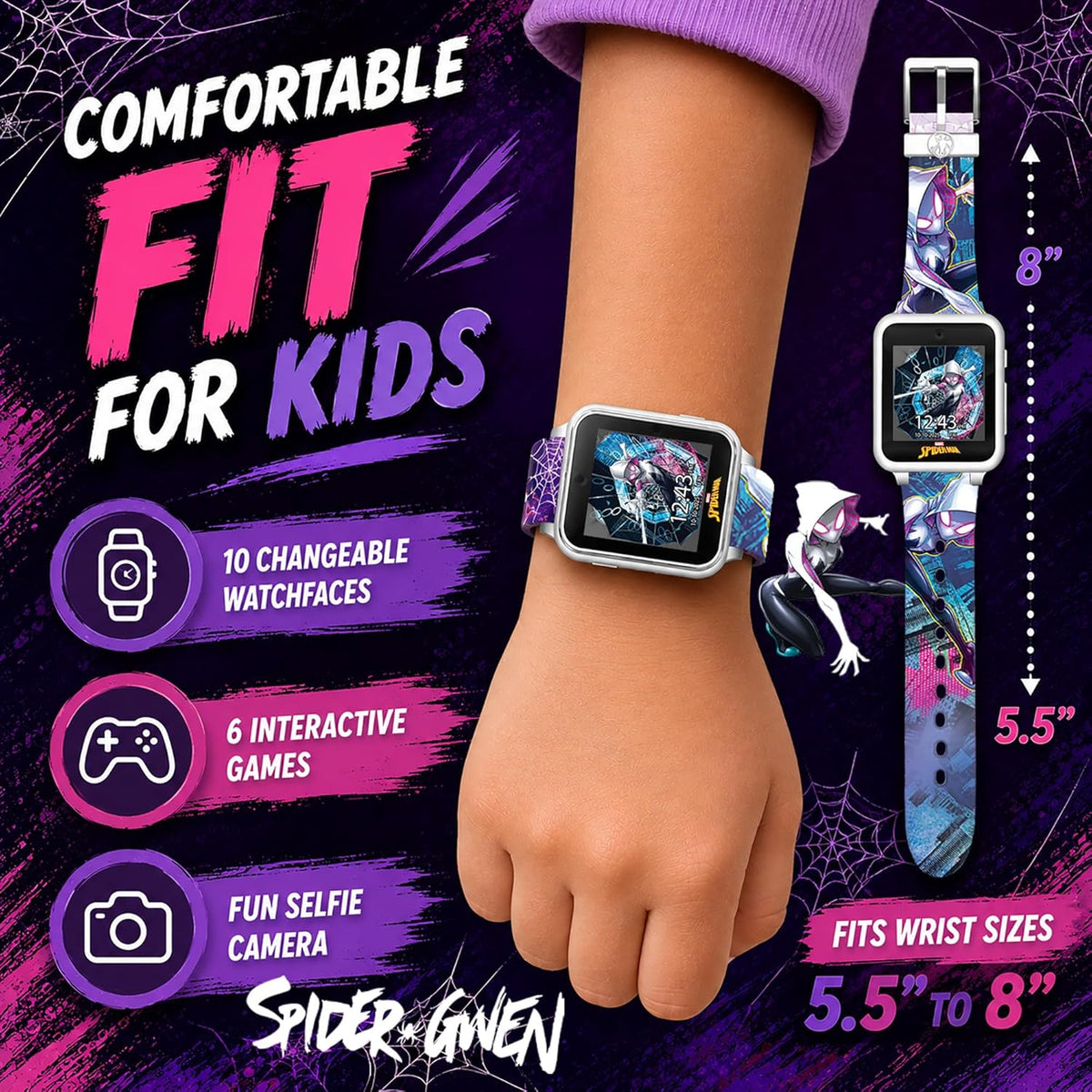 Reloj inteligente Marvel Spider-Man para niños: características div...