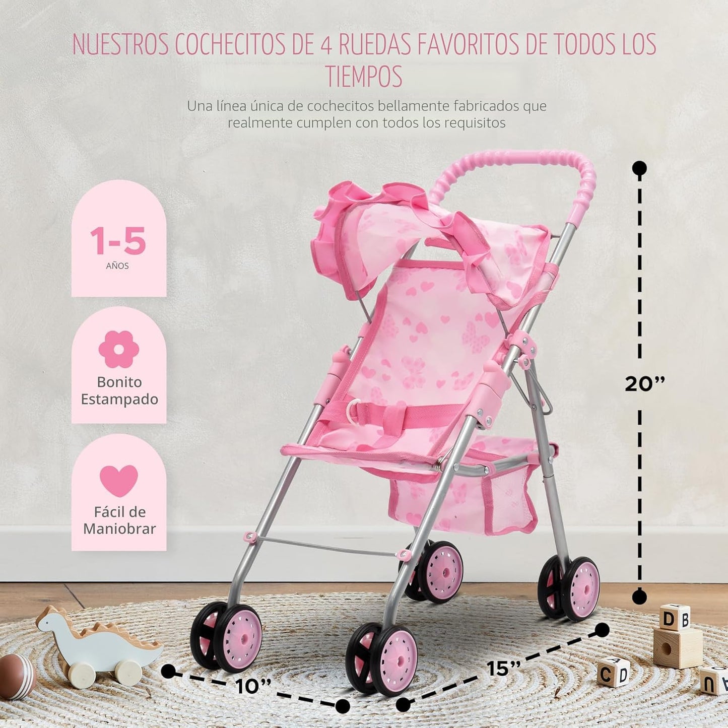 Juego de cochecito, columpio y cuna para muñeca bebé, juego de acce...