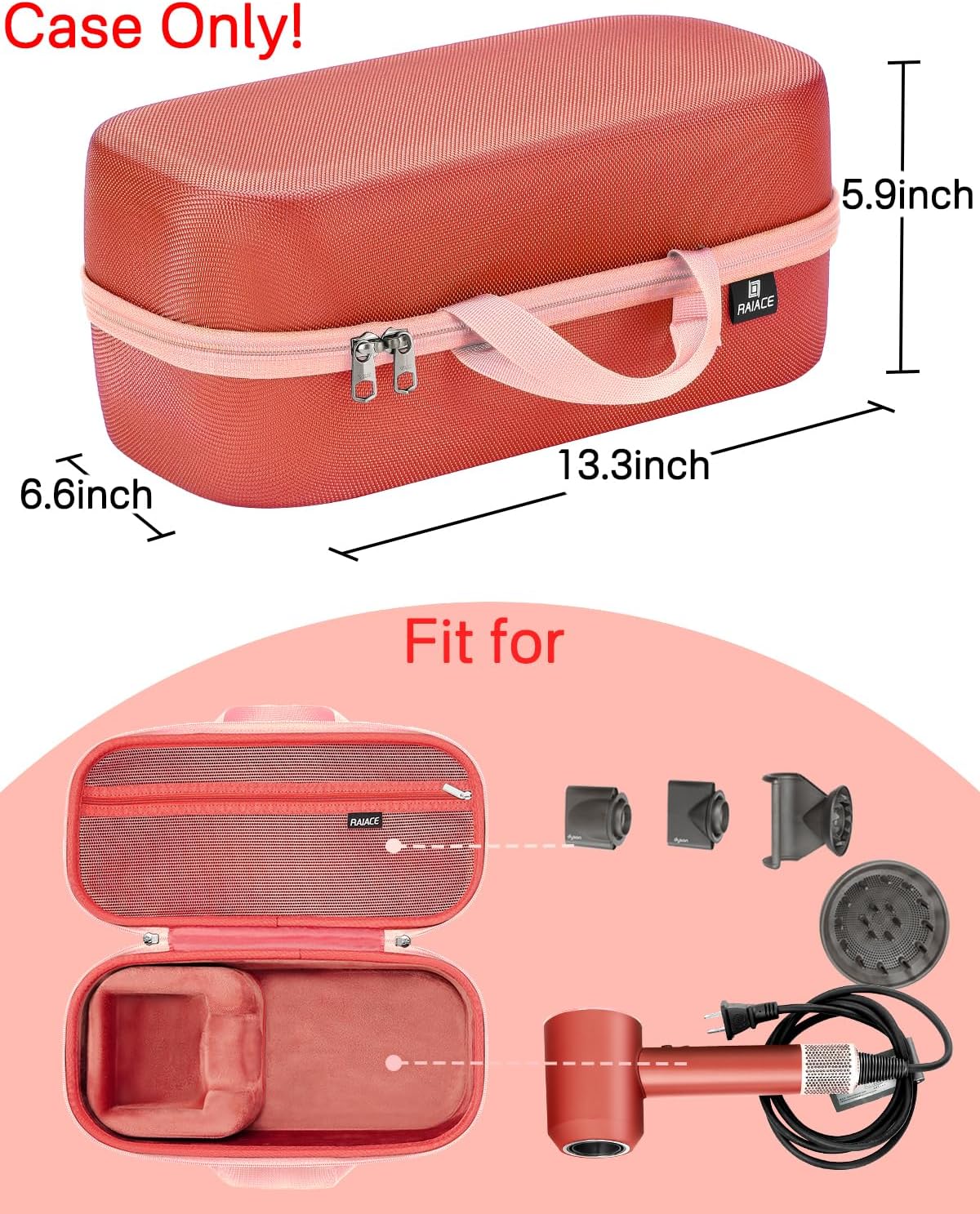 Estuche de almacenamiento rígido RAIACE compatible con secador de p...
