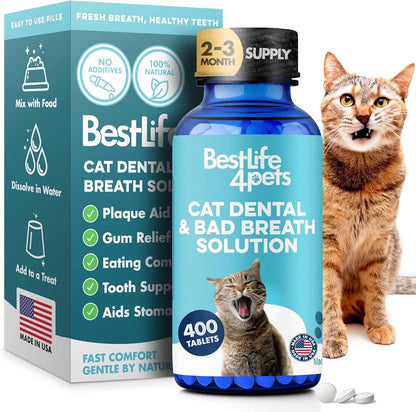 Remedio para el mal aliento y la salud oral de los gatos, cuidado d...