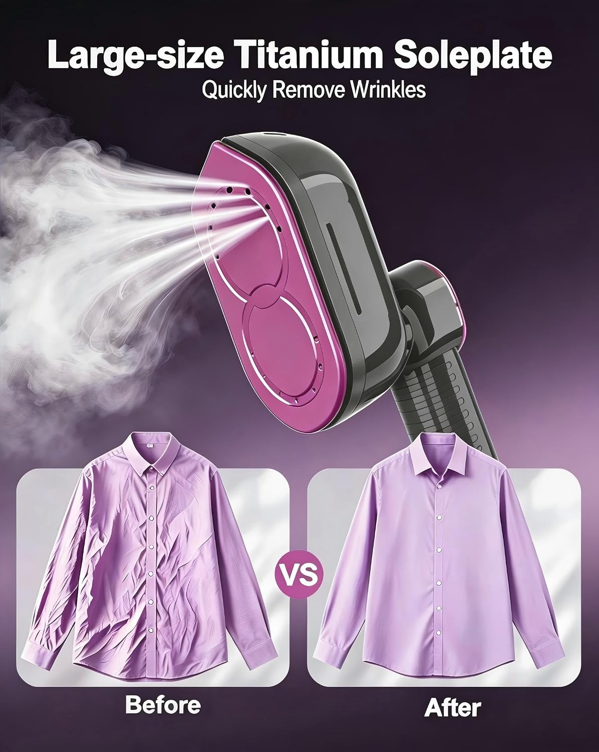 ADPTOYU Vaporizador de ropa portátil 2 en 1, plancha de vapor de vi...