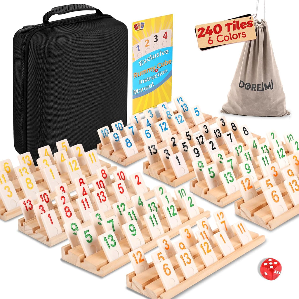 Doreimi Rummy Cube - Juego de viaje para 4 jugadores, 108 azulejos...