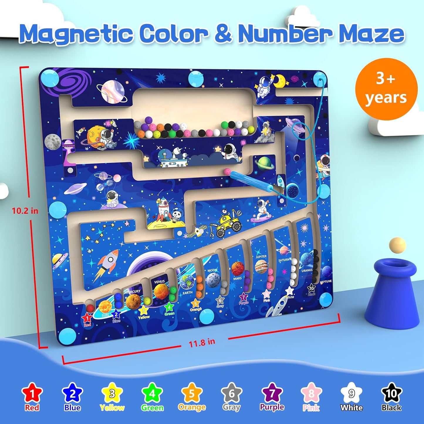 Laberinto Magnético de Color y Números - Juguetes Montessori para N...