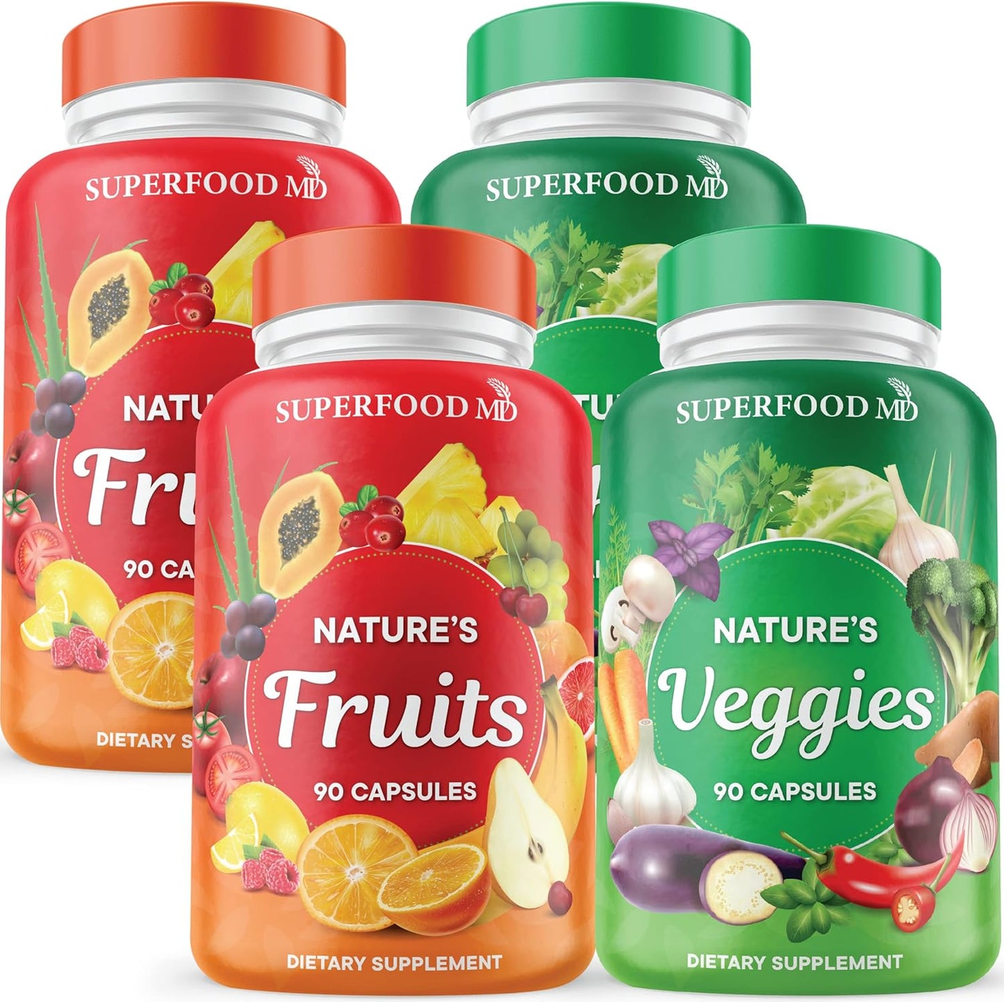 Superfood 180 Cápsulas de Frutas y 180 Cápsulas de Verduras - Super...