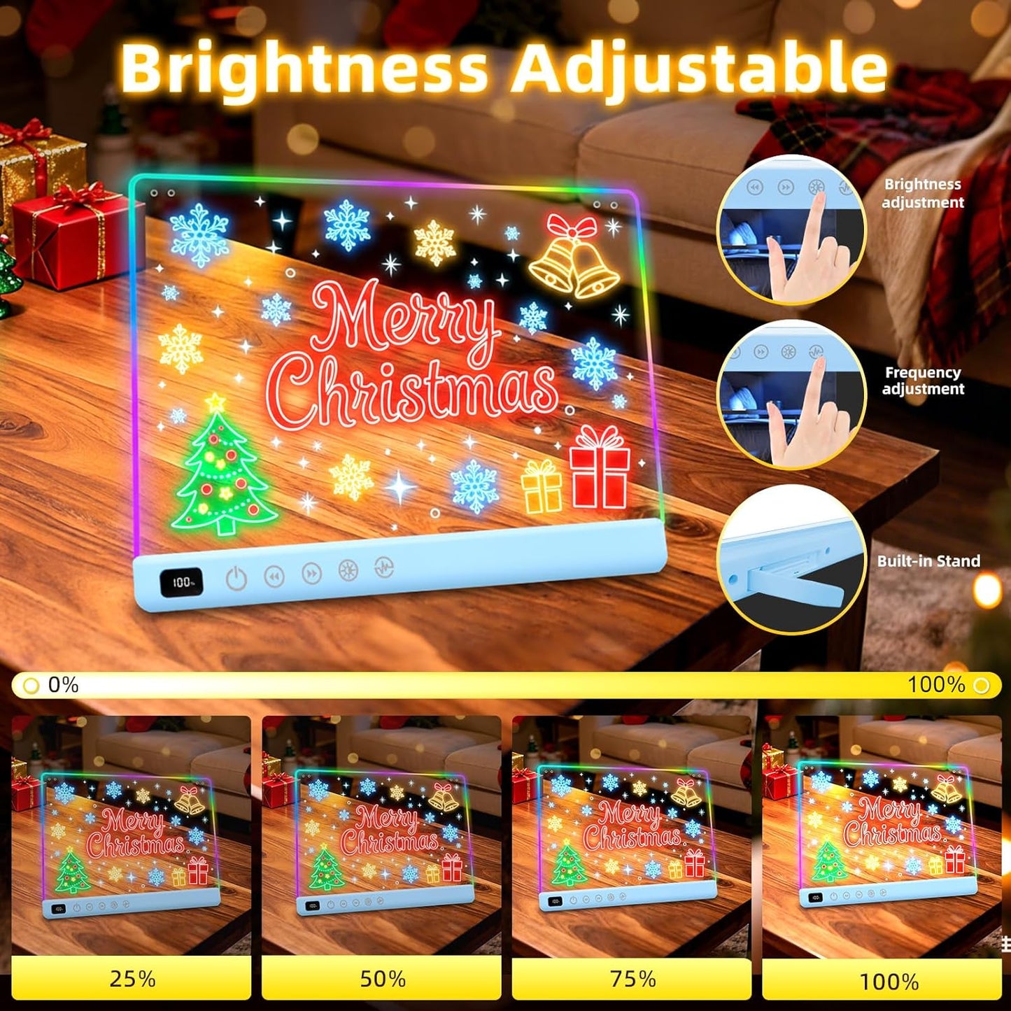 Lumiboard Tablero de dibujo LED con 13 efectos de luz, 16 pulgadas,...