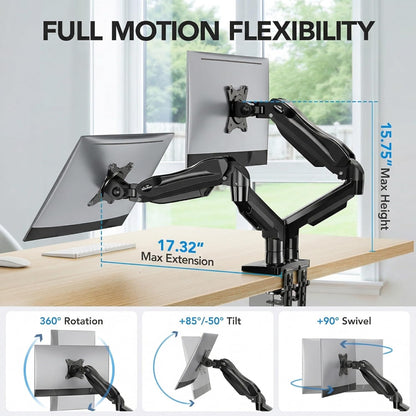 HUANUO FlowLift™ Soporte para monitor doble, soporte de escritorio...